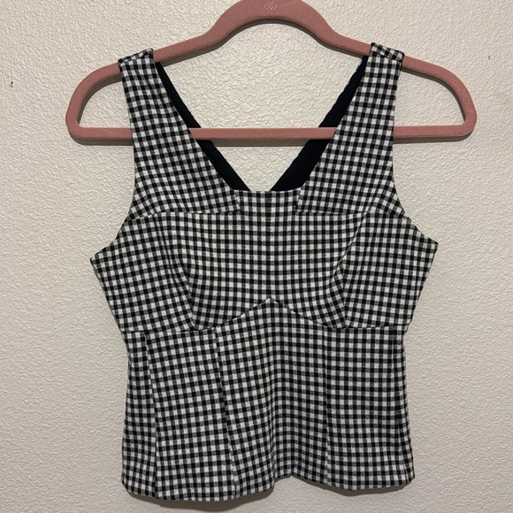 Cabi Bombshell Black & White Checkered V-Neck Tank Top - Picture 3 of 8